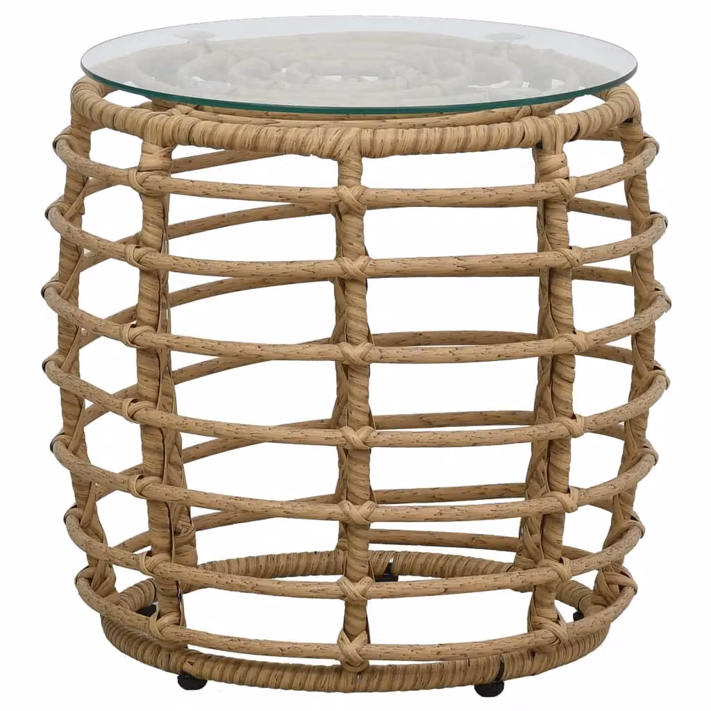 Berkfield Home 3 Piece Poly Rattan Bistro Set in Brown Oak with Glass Top – 2