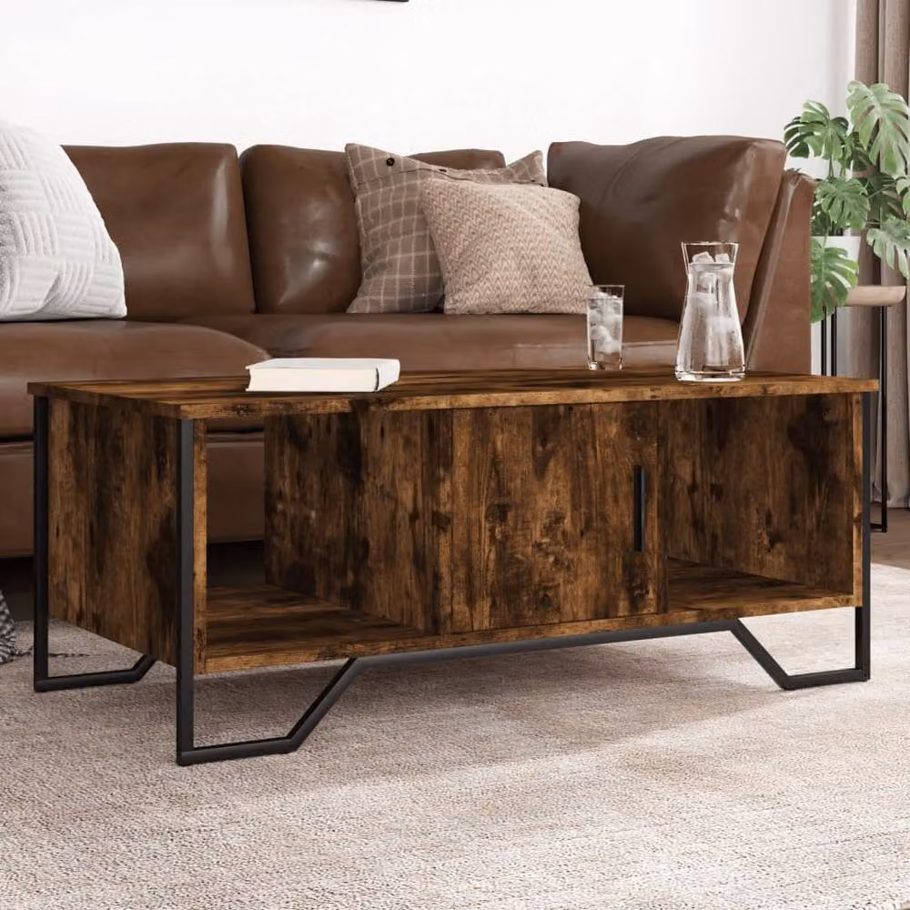 Berkfield Home Smoked Oak Coffee Table in Brown, W/D/H: 100 x 51 x 40 cm – 2