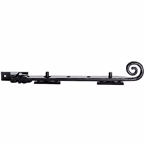 Loops Curly Tail Casement Window Stay in Black Antique, 203mm Length