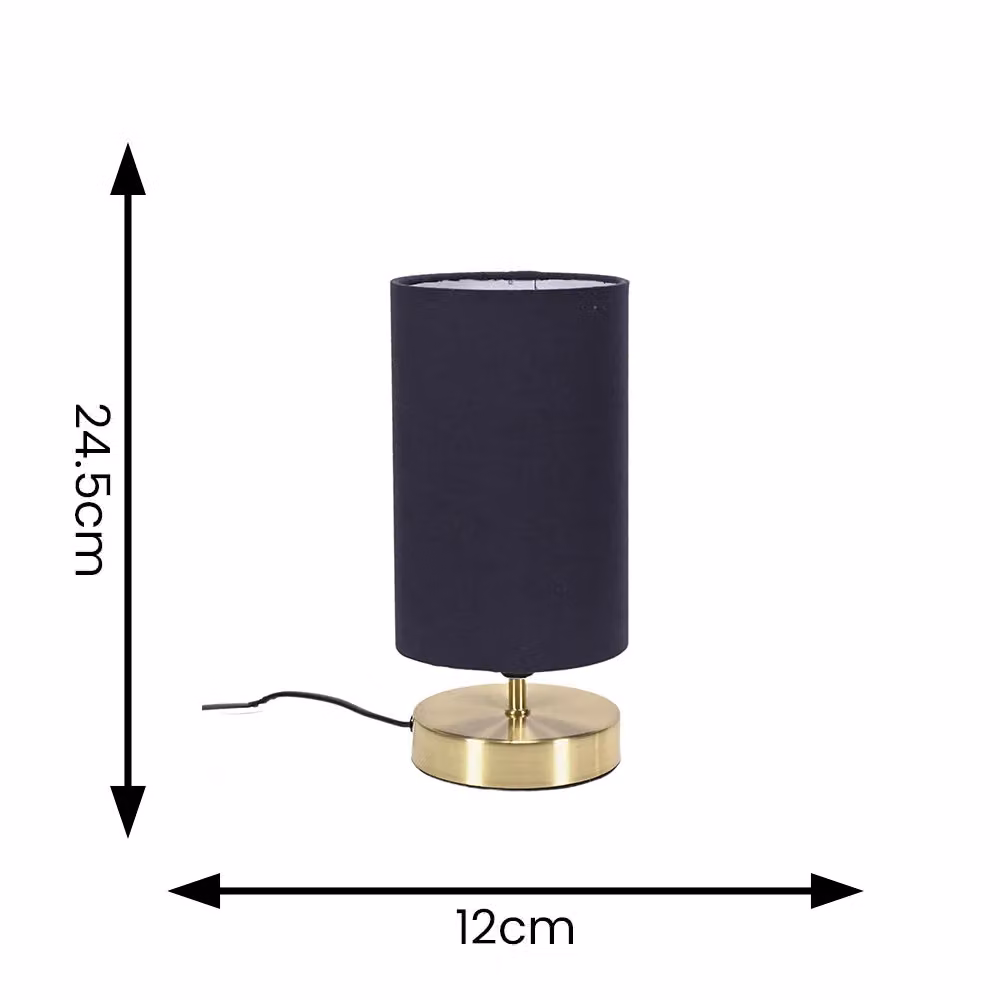ValueLights Francis Pair of Dimmable Touch Table Lamps in Navy and Brushed Gold – 3