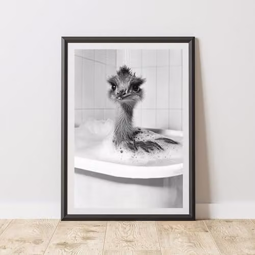 60 Second Makeover Emu In The Bath Animal Print Paper Poster, W: 21.0 cm, H: 29.7 cm