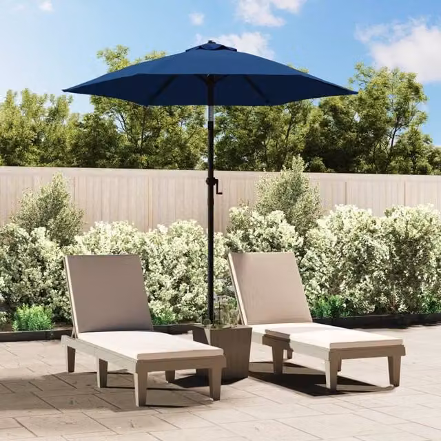 Berkfield Home Blue Polyester Parasol with Aluminium Frame, W: 200 cm, H: 224 cm