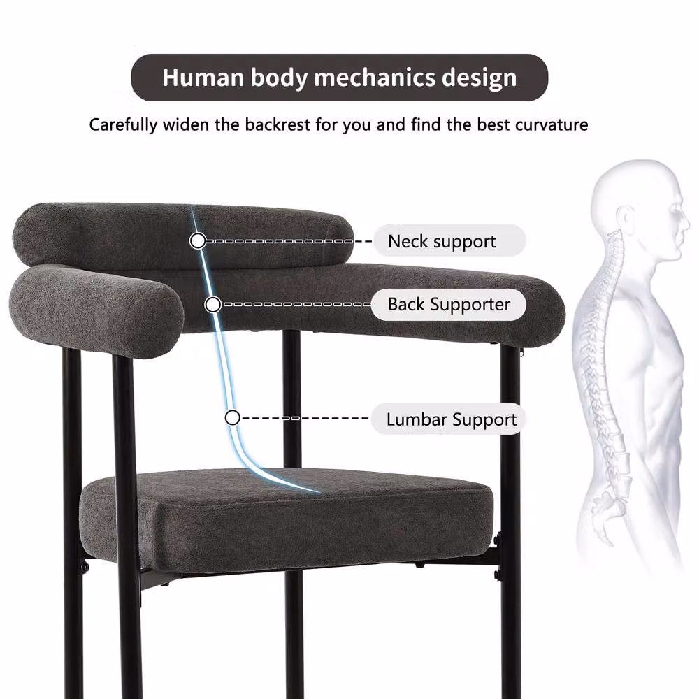 Fascinate Modern Grey Faux Suede Upholstered Armrest Dining Chairs, Set of 2 – 6