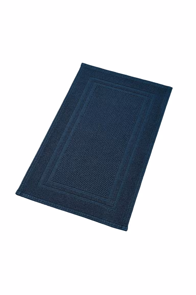 Christy Fina Luxury Heavyweight Woven Cotton Bath Mat in Blue