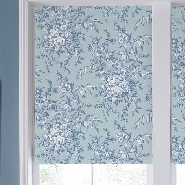 Laura Ashley Picardie Blue Sky Floral Blackout Made to Measure Roller Blind