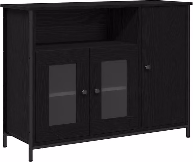 Berkfield Home Black Oak Sideboard W/D/H: 100 x 35 x 75 cm