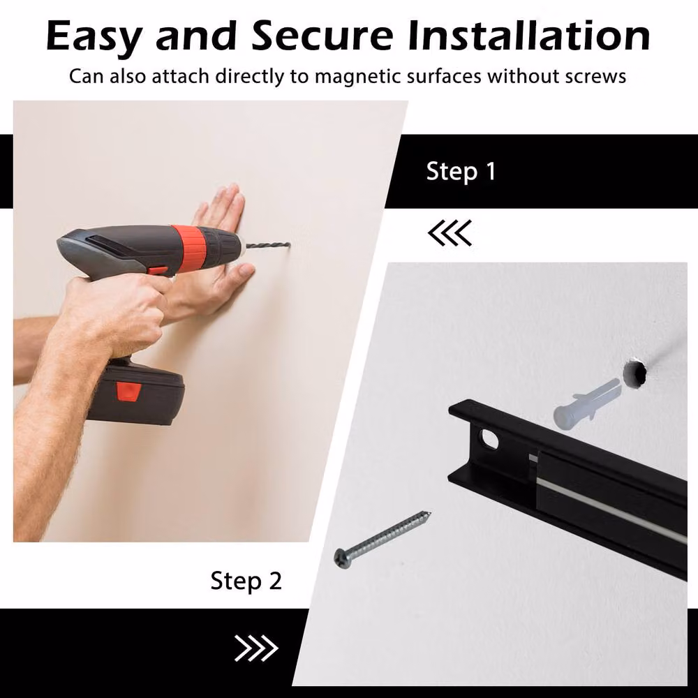 Costway Heavy-Duty Magnetic Tool Holder Wall-Mounted Steel Bar in Black – 7