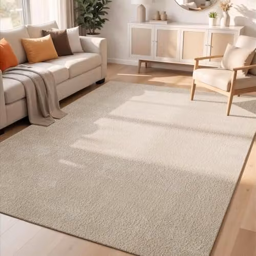 Desire Rugs Comfy Washable Plain Non-Slip Living Room Area Rug, Beige, W: 80 cm, D: 120 cm