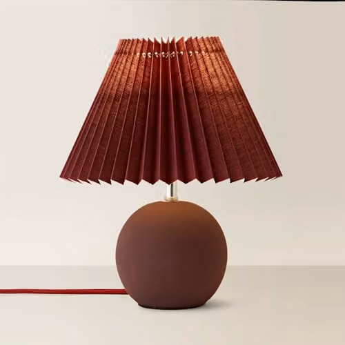 ValueLights Beattie Red Ceramic Table Lamp with Fabric Shade and Bulb – 2