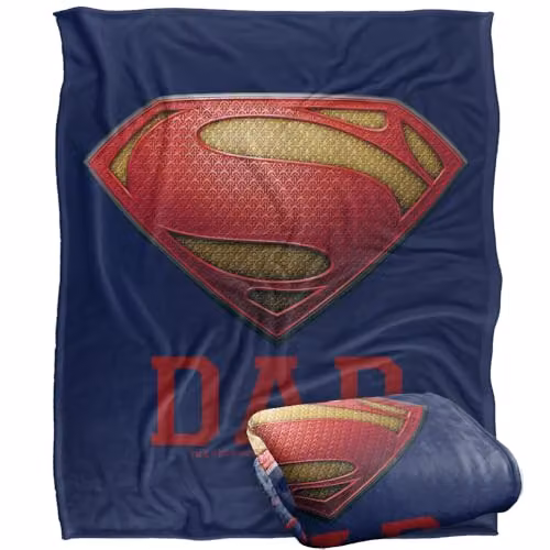 Warner Bros. Man of Steel Dad of Steel Super Soft Fleece Throw Blanket, Multicolour, W/H: 152.4 x 152.4 cm