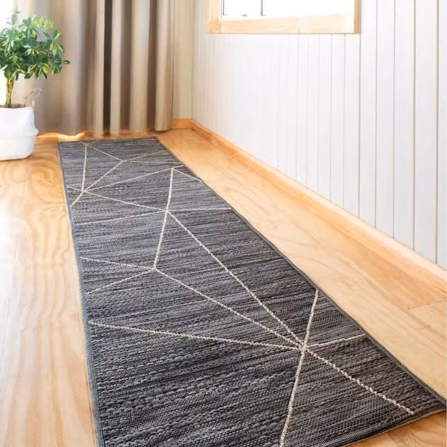 The Rug House Moroccan Geometric Outdoor Rug in Grey, W: 240 cm, D: 60 cm