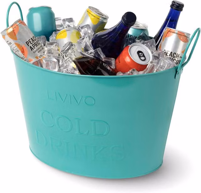 LIVIVO Galvanised Steel Drinks Bucket in Turquoise