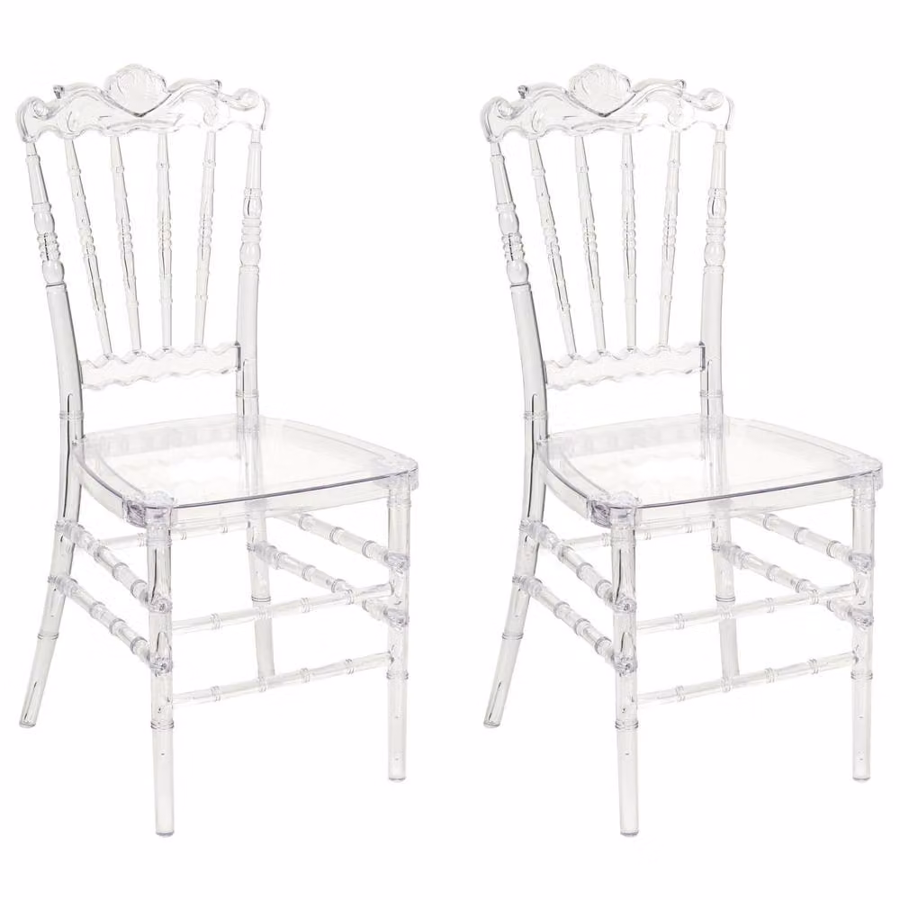 Wyld Haus Set of 2 Transparent Vintage-Inspired Polycarbonate Dining Chairs in Clear – 2