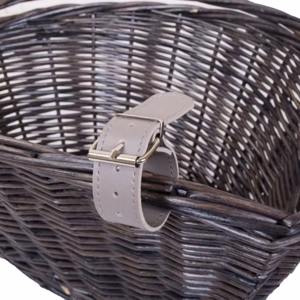 FLAVORA Brown Wicker Bicycle Shopping Basket with Metal Handles – 4