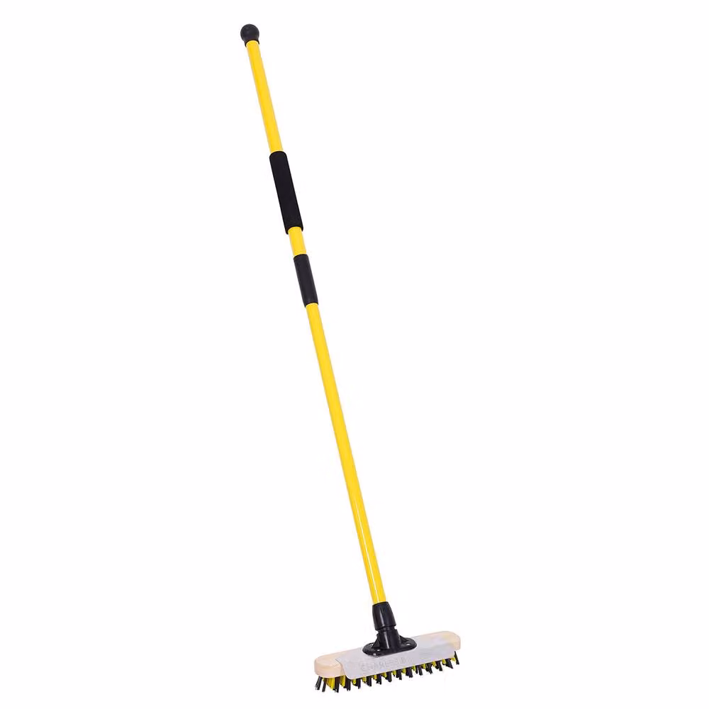 Charles Bentley Bulldozer Pro Heavy Duty Deck Scrub with Scraper and Telescopic Handle in Yellow and Black, H x W x D: 132 x 8.4 x 8.4 cm – 2