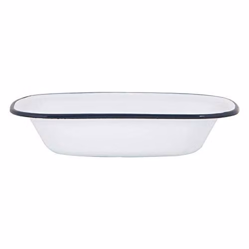 Argon Tableware White and Blue Enamel Rectangular Pie Dish – 1