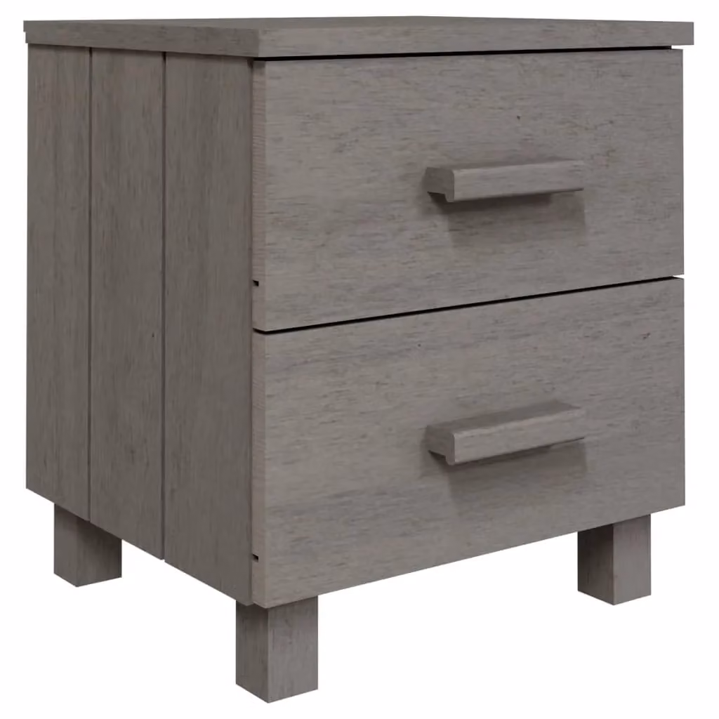 Berkfield Home HAMAR Bedside Cabinets, 2 Pack, Light Grey Solid Pine Wood, W/D/H: 40 x 35 x 44.5 cm – 3
