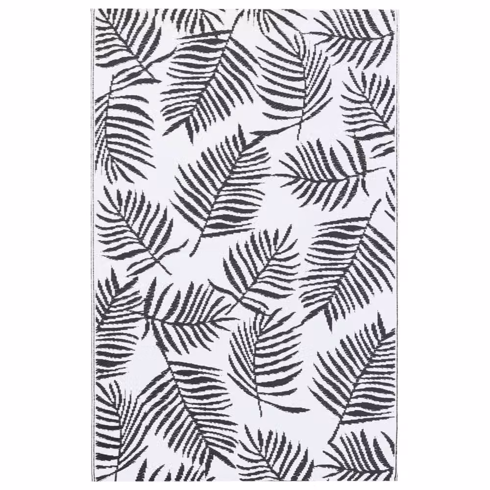 Berkfield Home Outdoor Floral Carpet in White and Black, W/D: 120 x 180 cm – 3