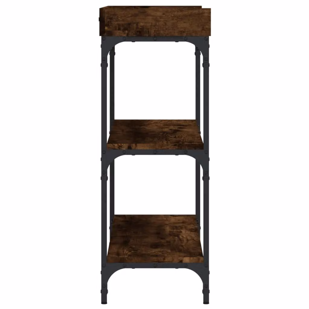 Berkfield Home Console Table with Shelves in Smoked Oak Brown, W/D/H: 100 x 30 x 80 cm – 3
