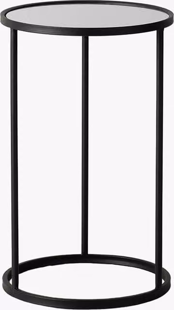 Perch & Parrow Martin Round Minimalist Side Table with Matt Black Metal and Transparent Glass