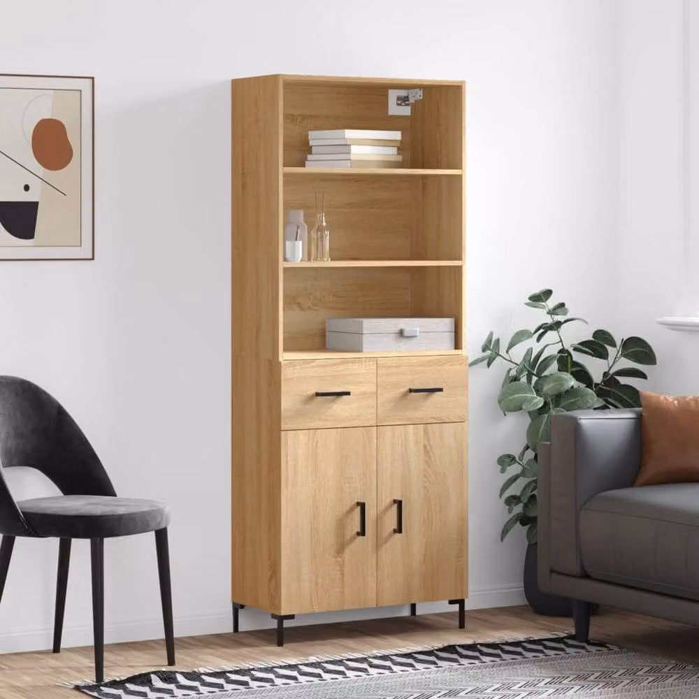 Berkfield Home Sonoma Oak Highboard in Light Brown, W/D/H: 69.5 x 34 x 180 cm – 2