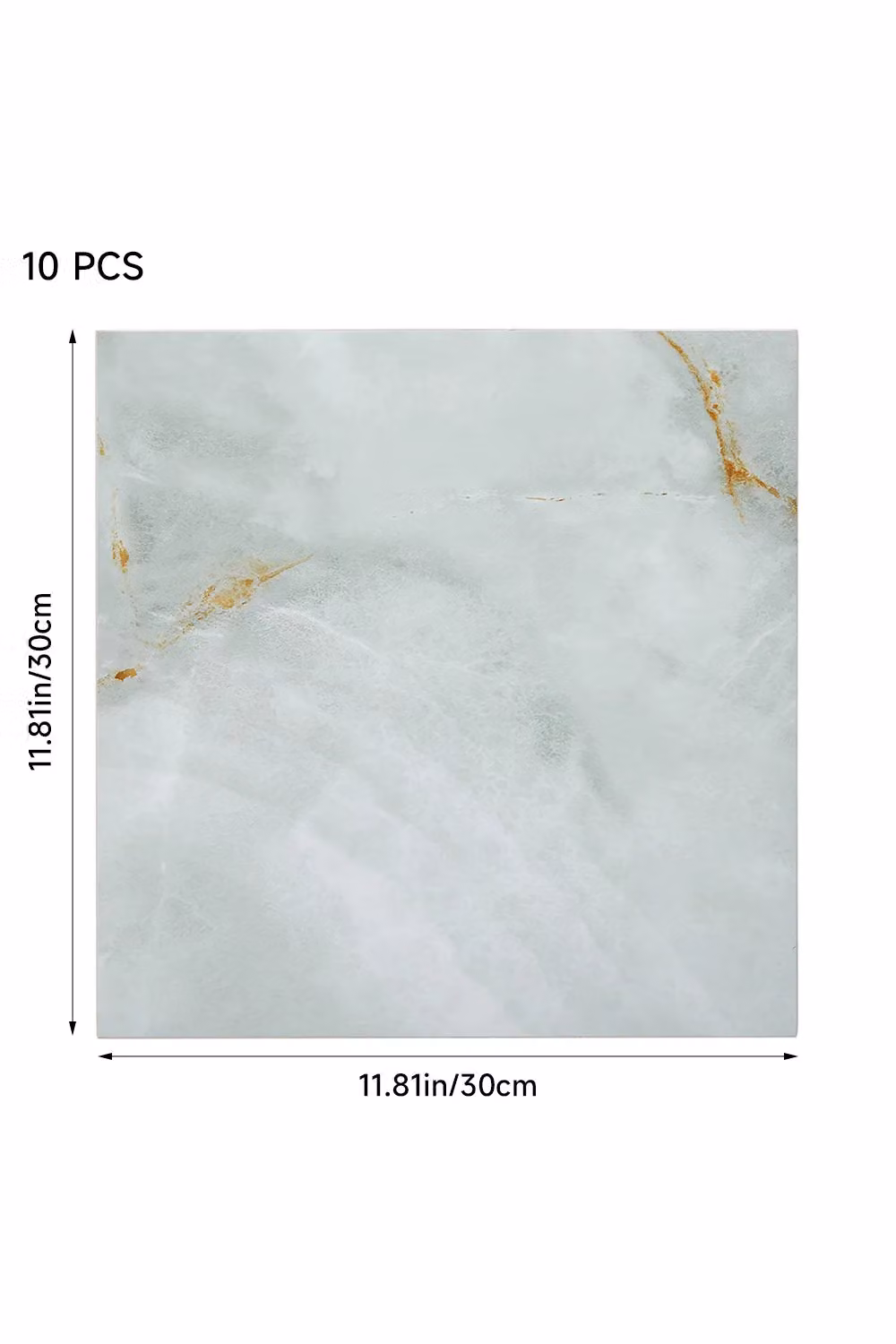 Living and Home 10-Piece Jade Marble Effect Self-Adhesive PVC Flooring Tiles, Green and White, W/D/H: 30 x 30 x 0.9 cm – 2