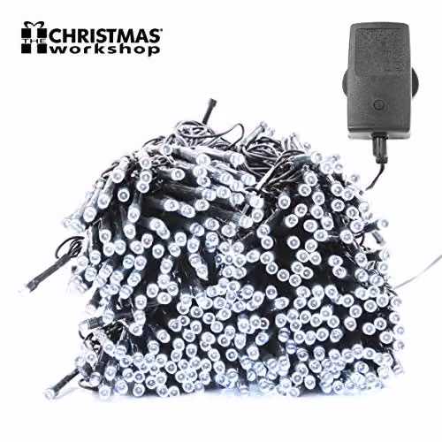 The Christmas Workshop 600 LED Bright White Chaser Christmas Lights, 41.9 Metres, Indoor or Outdoor Fairy Lights with 8 Light Modes – 5