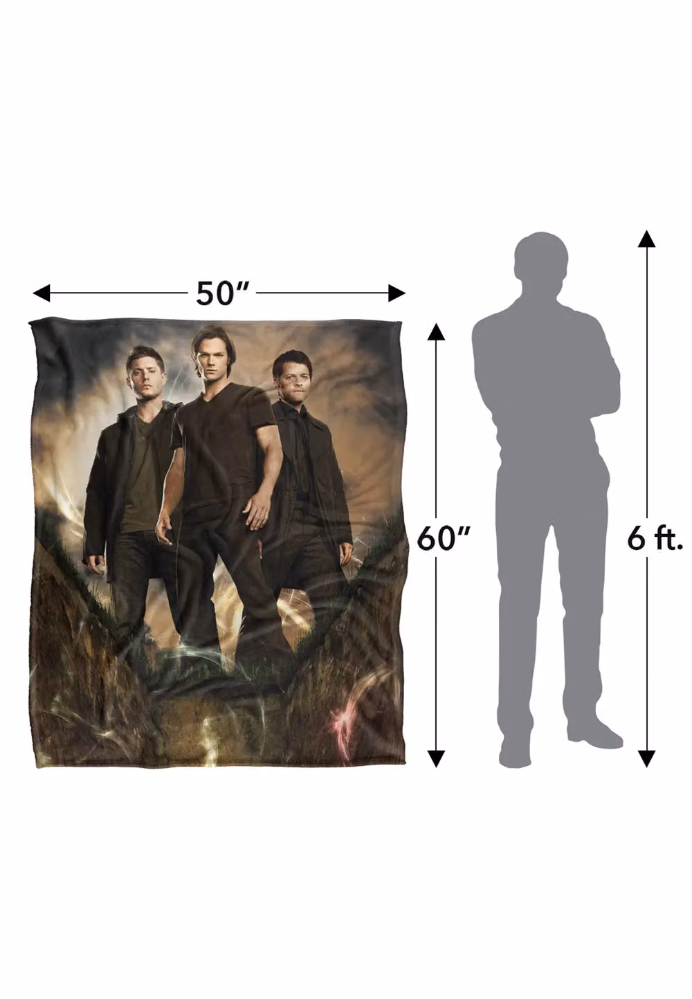 Warner Brothers Supernatural Silky Touch Super Soft Throw Blanket in White, W: 152 cm, D: 127 cm – 3