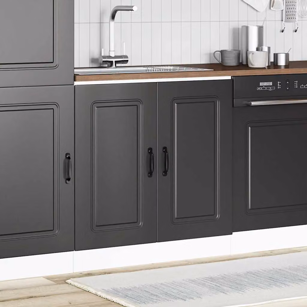Berkfield Home Kalmar Black Freestanding Kitchen Sink Base Unit, W/D/H: 80 x 46 x 81.5 cm – 3
