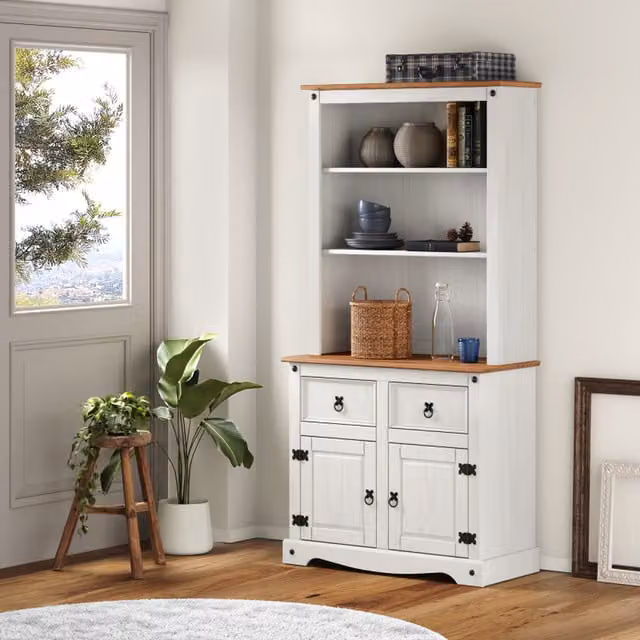 Mercers Furniture Corona 2 Door Dresser in Distressed White Wax Pine