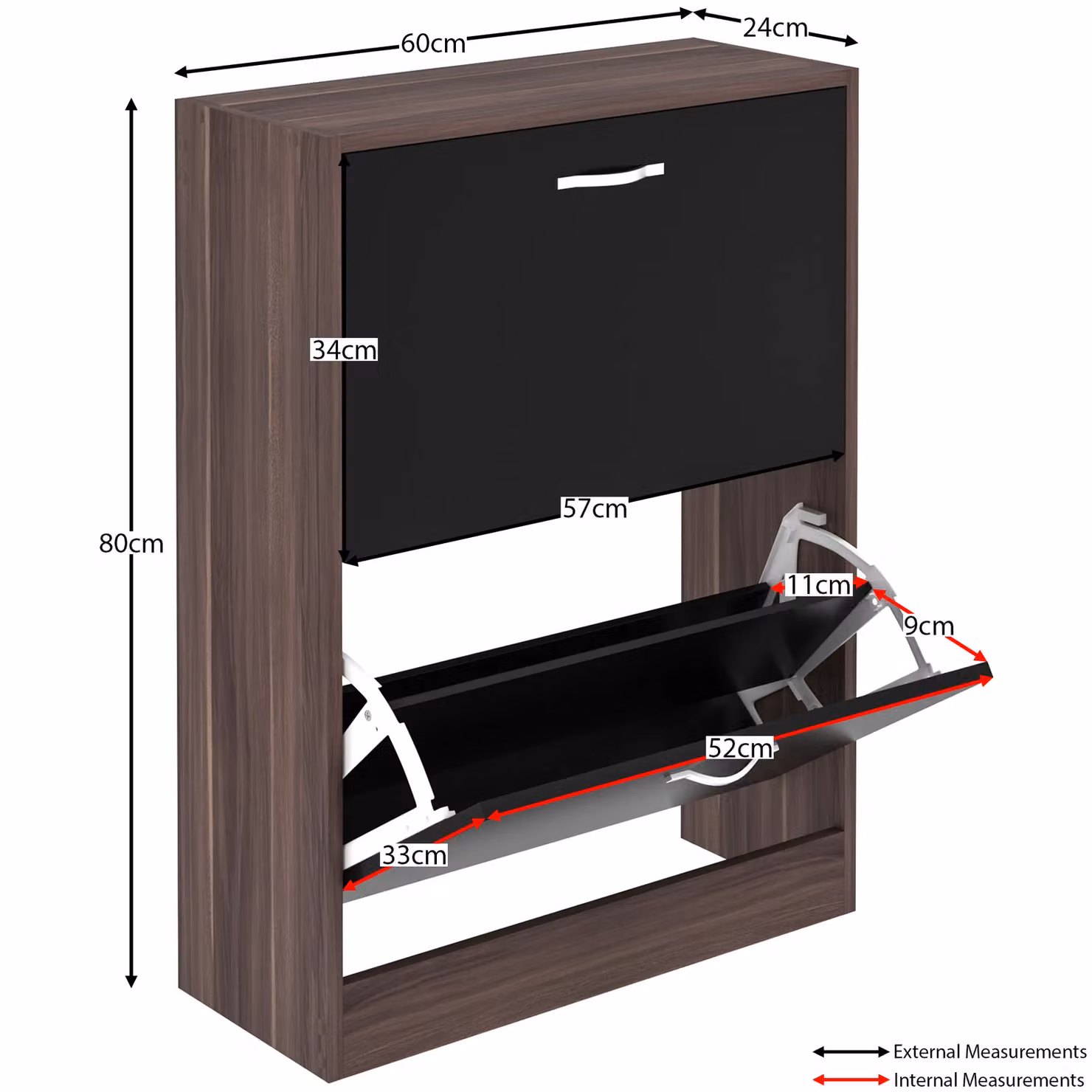 Vida Designs Modern 2 Drawer Shoe Cabinet Organizer in Black – 2