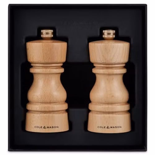Cole & Mason London Salt and Pepper Grinder Set in Natural Brown Beech Wood, Height: 13 cm – 2