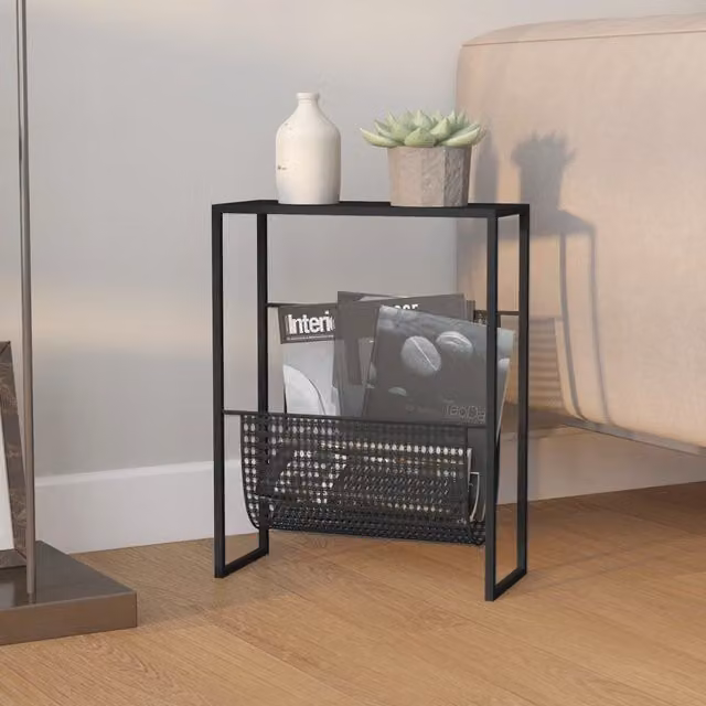 Berkfield Home Magazine Rack in Black Metal, W/D/H: 35 x 15 x 45 cm – 1
