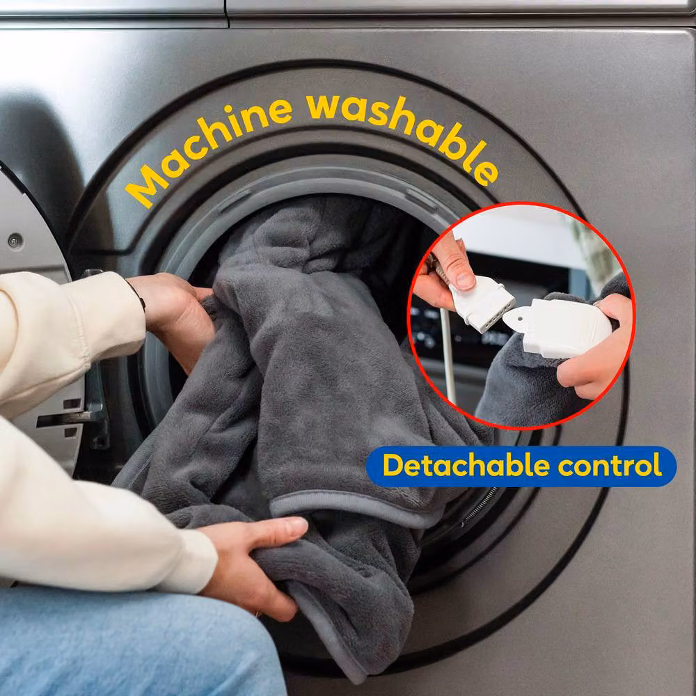 Russell Hobbs Grey Microfleece Electric Heated Throw RHHT1004, W: 180 cm, D: 130 cm – 6