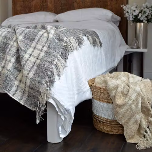 Allure Home Fashions Grey Checked Polyester Throw with Fringes W: 150 cm, D: 200 cm – 3