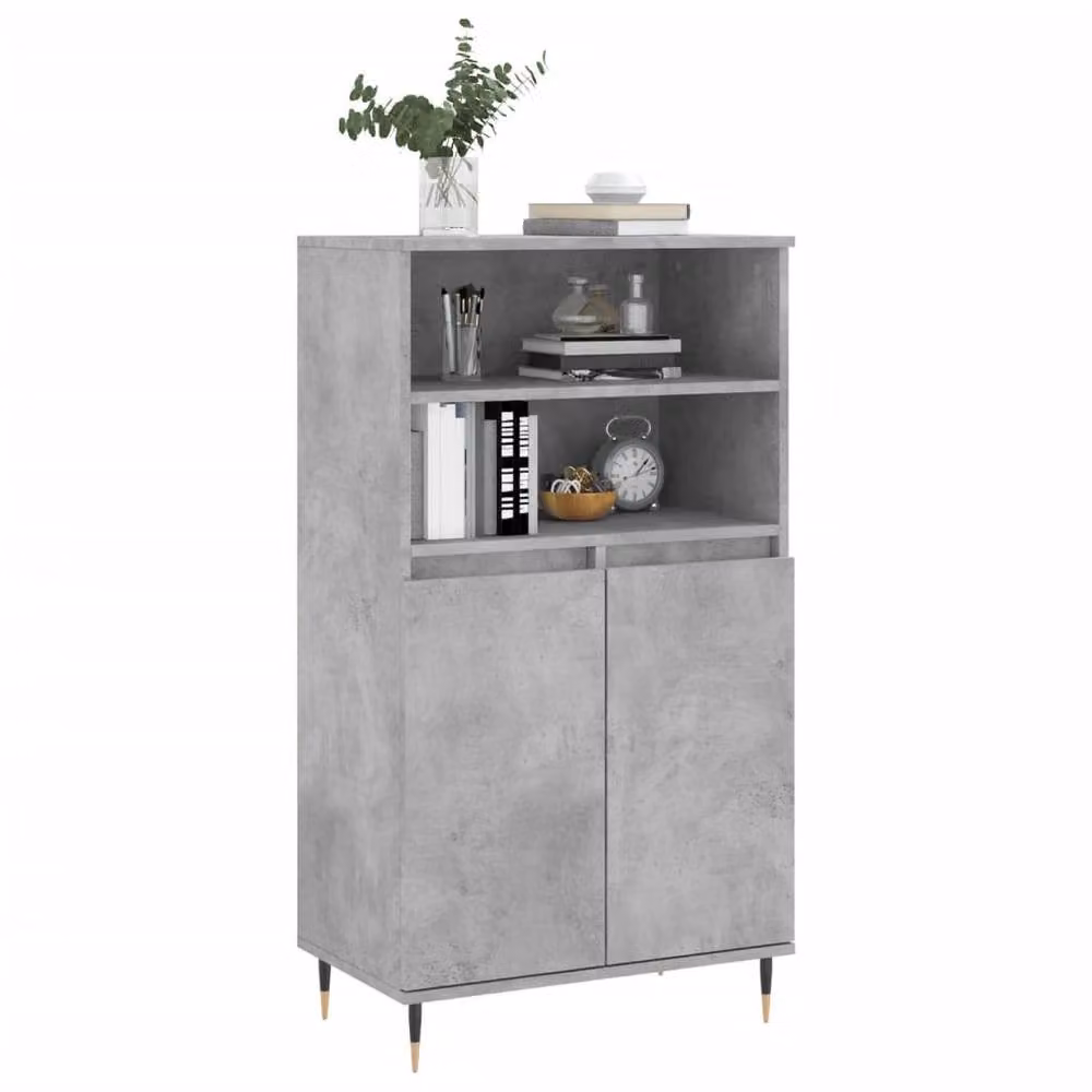 Berkfield Home Industrial Highboard in Concrete Grey, W/D/H: 60 x 36 x 110 cm – 3