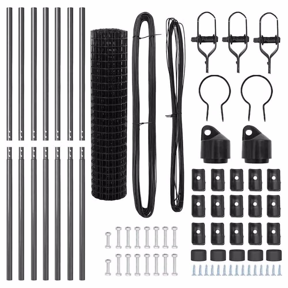 Berkfield Home Euro Fence with 7 Posts, Galvanised Steel, Grey, W: 10 m, H: 1 m – 5