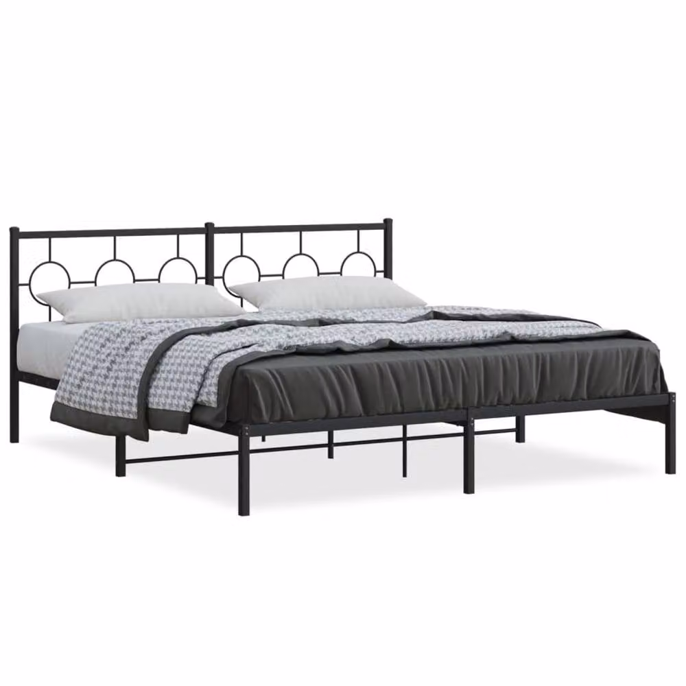Berkfield Home Metal Bed Frame with Headboard, Black, W/D/H: 180 x 200 cm – 2