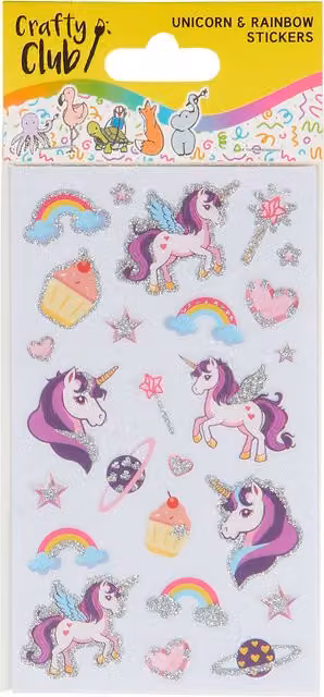 Crafty Club Multicolour Unicorn and Rainbow Paper Stickers for Children