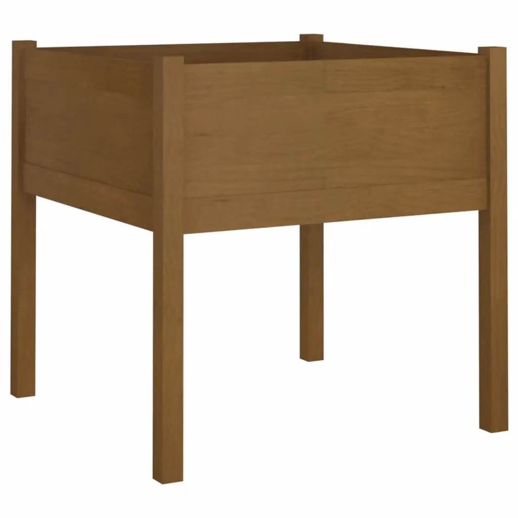 Berkfield Home Garden Planter Tub in Brown Solid Wood, W/D/H: 70 x 70 x 70 cm – 2
