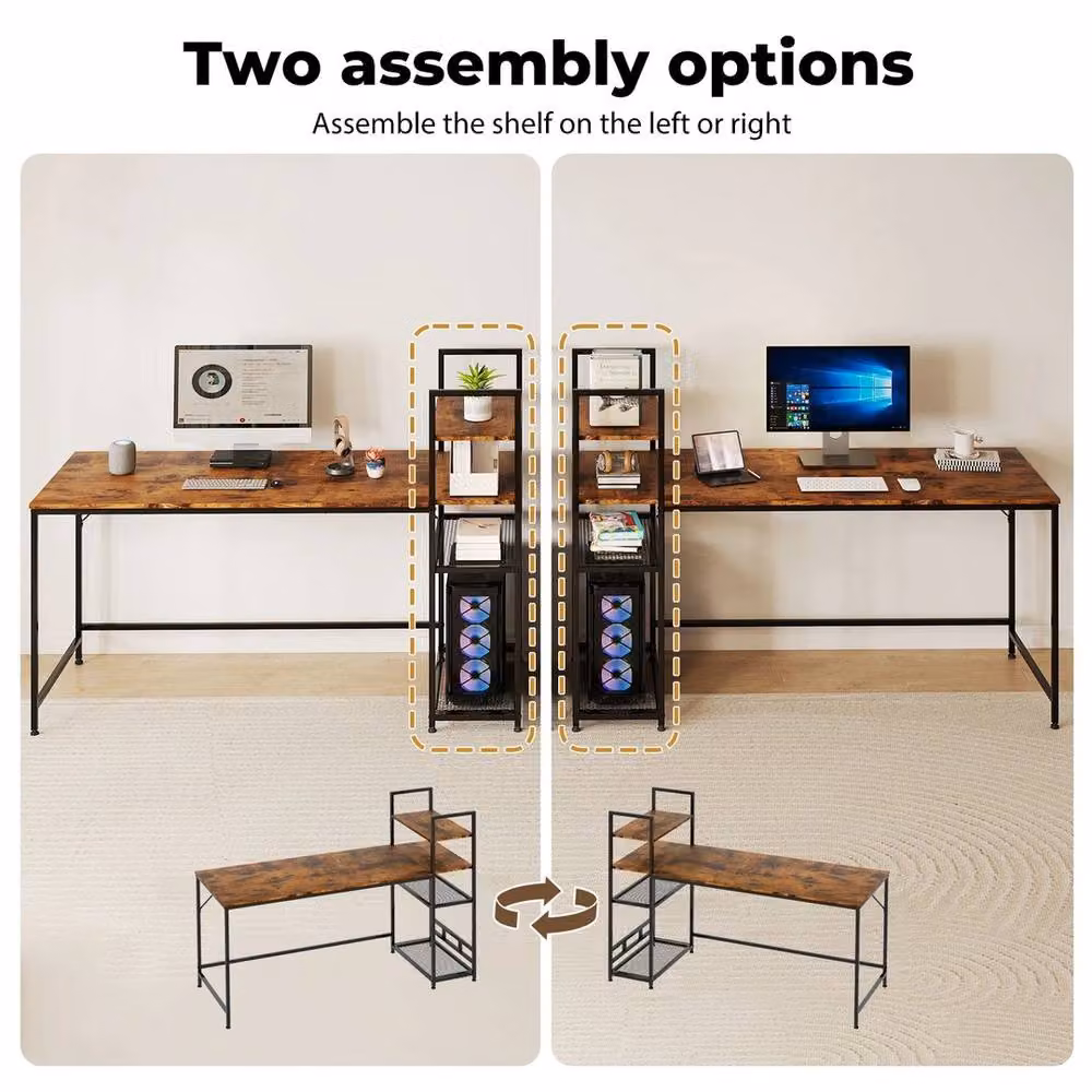 FORGEVIO Computer Desk Study Table and Home Office Workstation in Brown, W: 160 cm, D: 160 cm, H: 75 cm – 3
