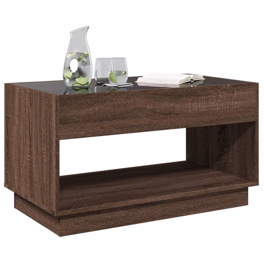 Berkfield Home Infinity LED Coffee Table in Brown Oak, W/D/H: 90 x 50 x 50 cm – 2