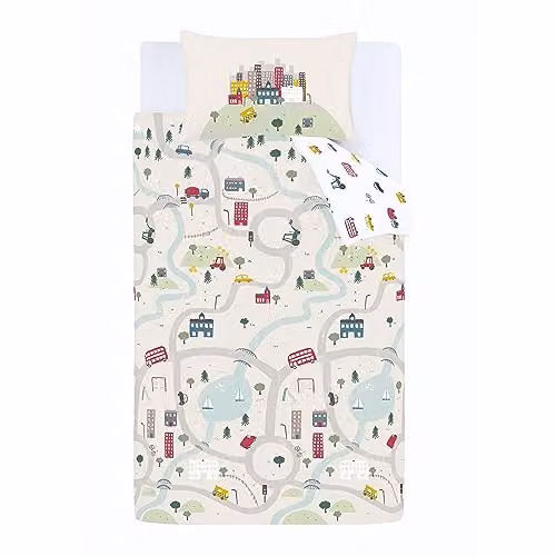 Bianca Transport Cotton Junior Duvet Cover Set with Pillowcases, White – 2