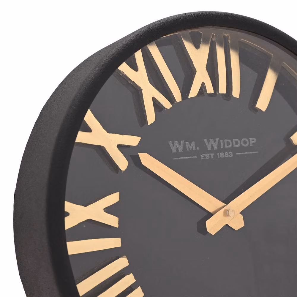 William Widdop Black and Gold Round Analog Metal Tabletop Clock – 4