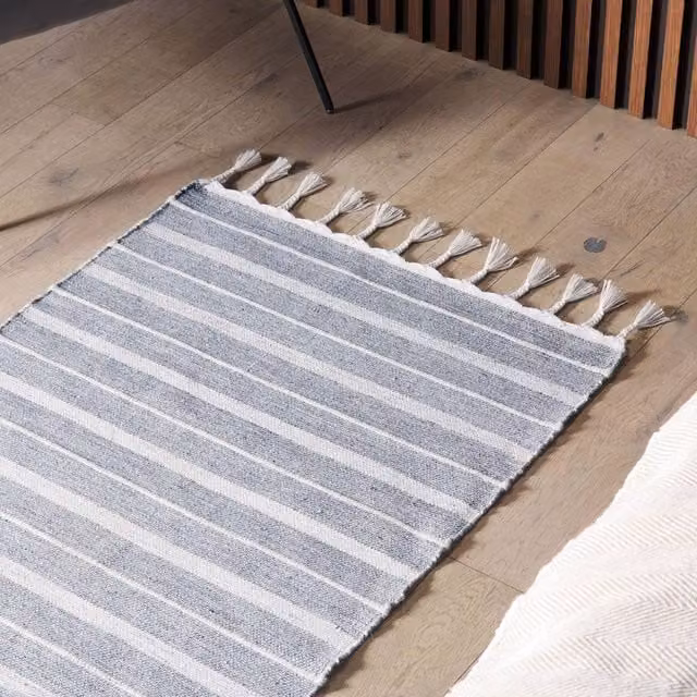 Wyld and Coco Grey Striped Woven Area Rug, W/D: 80 x 150 cm – 1