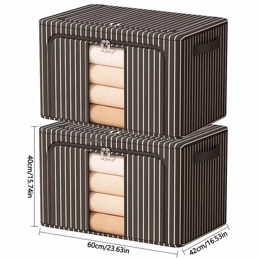 NESTLUNE 2-Piece Foldable Fabric Clothes Storage Boxes, 100L, Black – 2