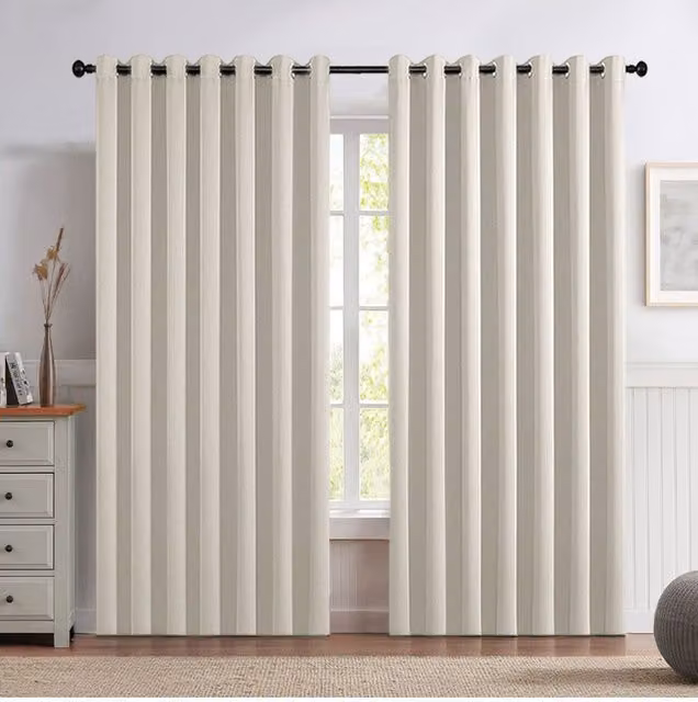 Living and Home Beige Blackout Eyelet Curtains, 2 Panels, W: 229 cm, H: 229 cm