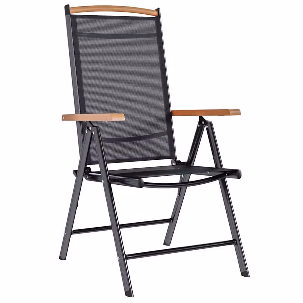Berkfield Home Set of 6 Folding Garden Chairs in Black Textilene – 3