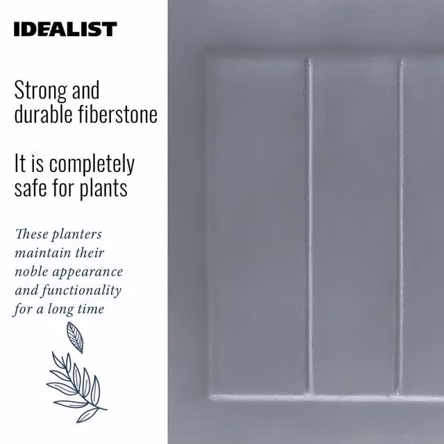 Idealist Square Garden Planter and Faux Lead Outdoor Flower Box in Grey