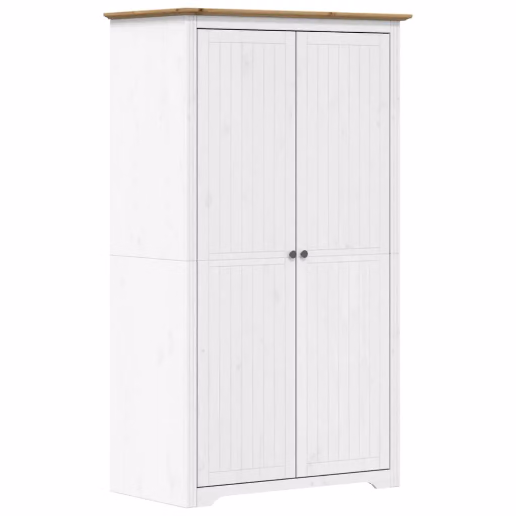 Berkfield Home BODO Wardrobe in White and Brown Solid Pine, W/D/H: 101 x 52 x 176.5 cm – 2